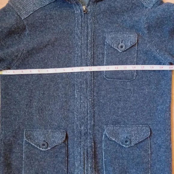 Men's Wool Sweater Pronto Uomo Full Zip Long Sleeve Pockets 100% Wool Blue Large - Picture 6 of 8